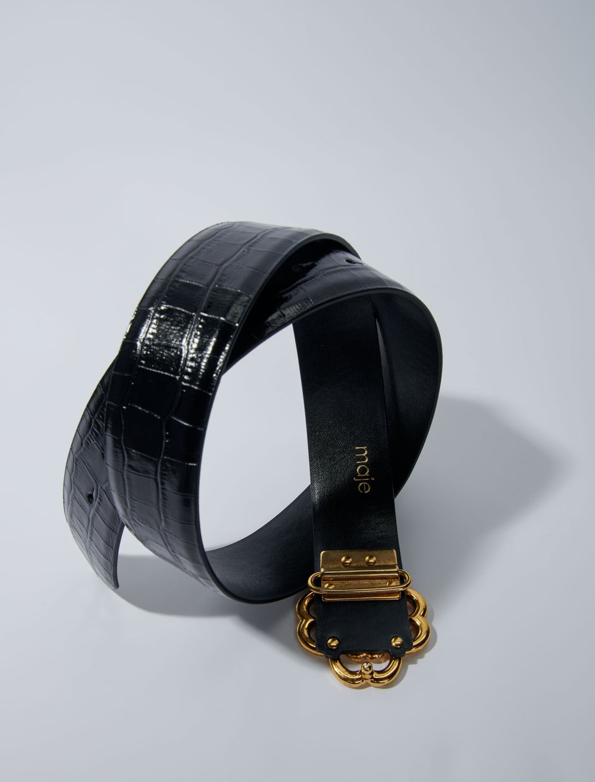 Croc-effect leather double M belt | Maje
