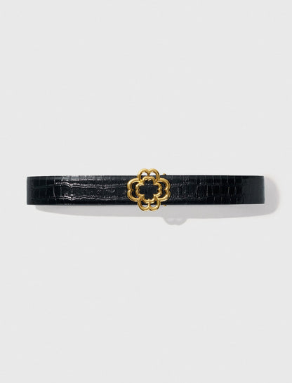 Croc-effect leather double M belt | Maje