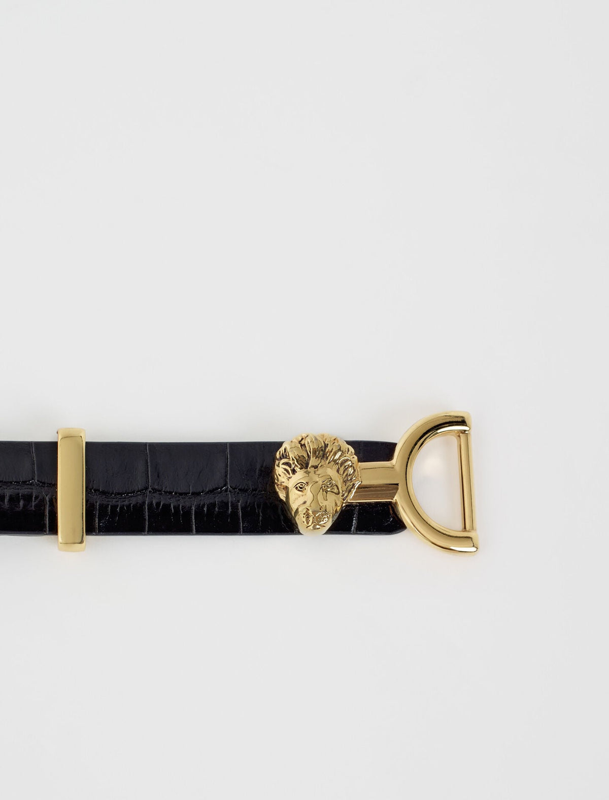 Thin leather belt with lion bit | Maje