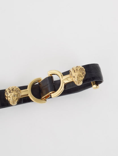Thin leather belt with lion bit | Maje