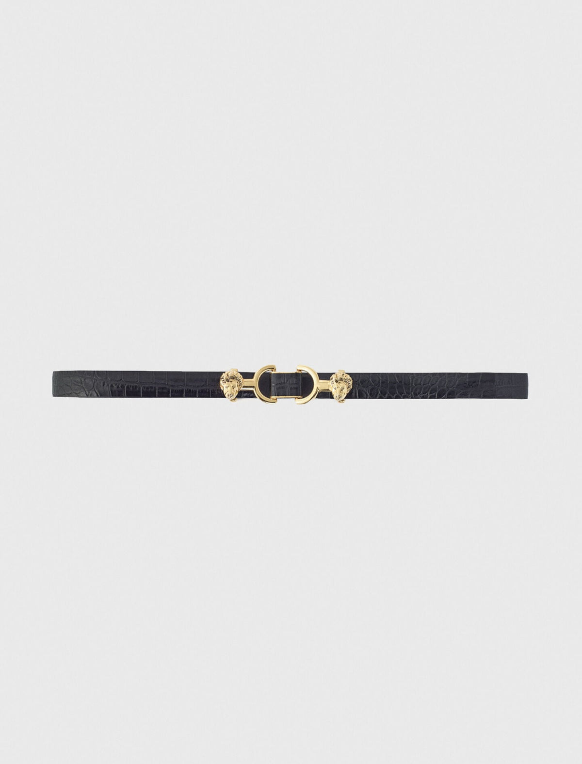 Thin leather belt with lion bit | Maje
