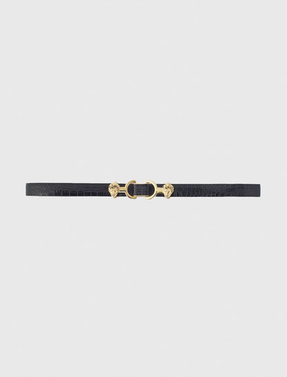 Thin leather belt with lion bit | Maje