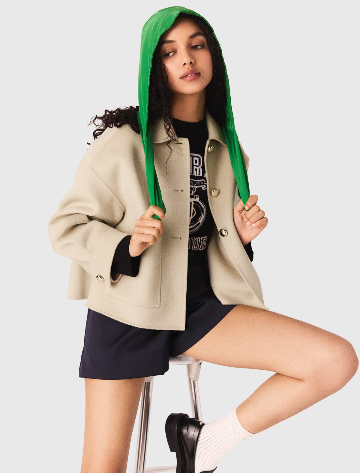 Tie-up waterproof hood | Maje