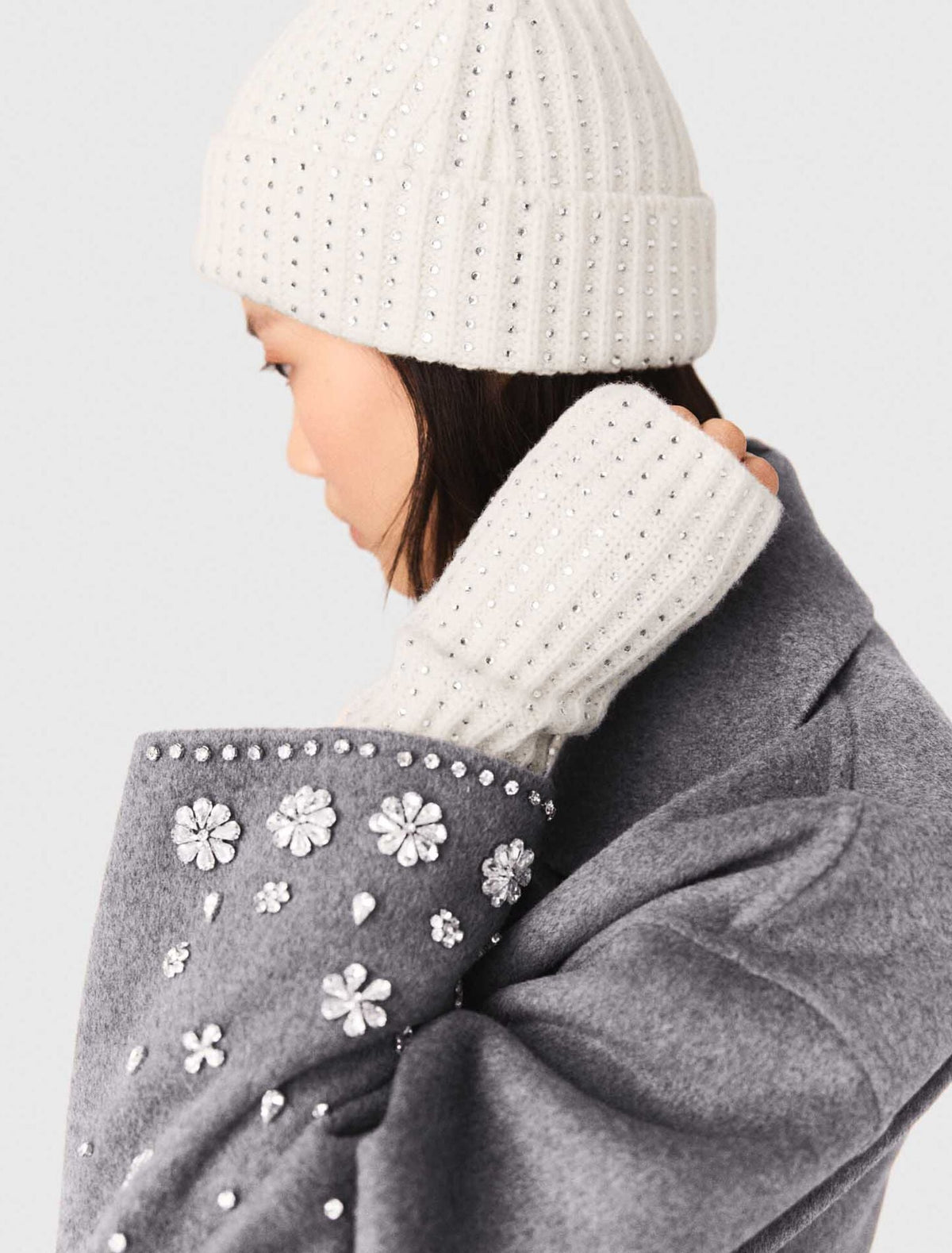 Wool and rhinestone mittens | Maje
