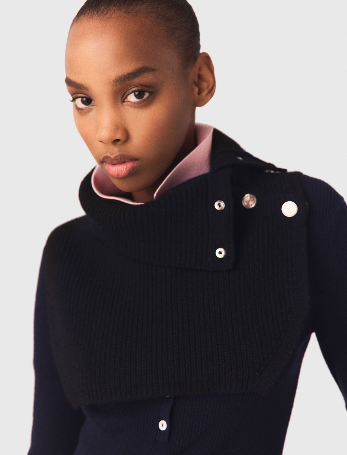Button-up wool mix collar wrap | Maje
