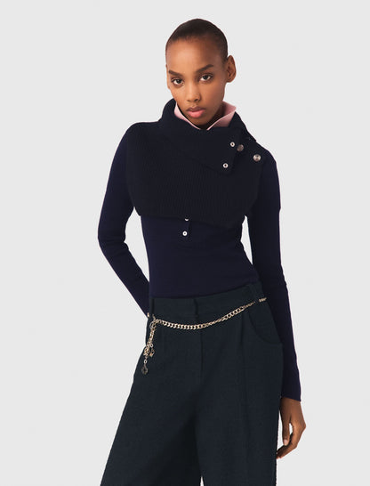 Button-up wool mix collar wrap | Maje